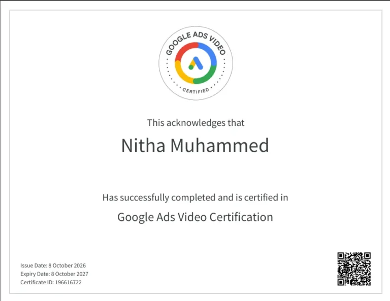 Google Ads Video Certified Best Digital Marketing Analyst in Riyadh